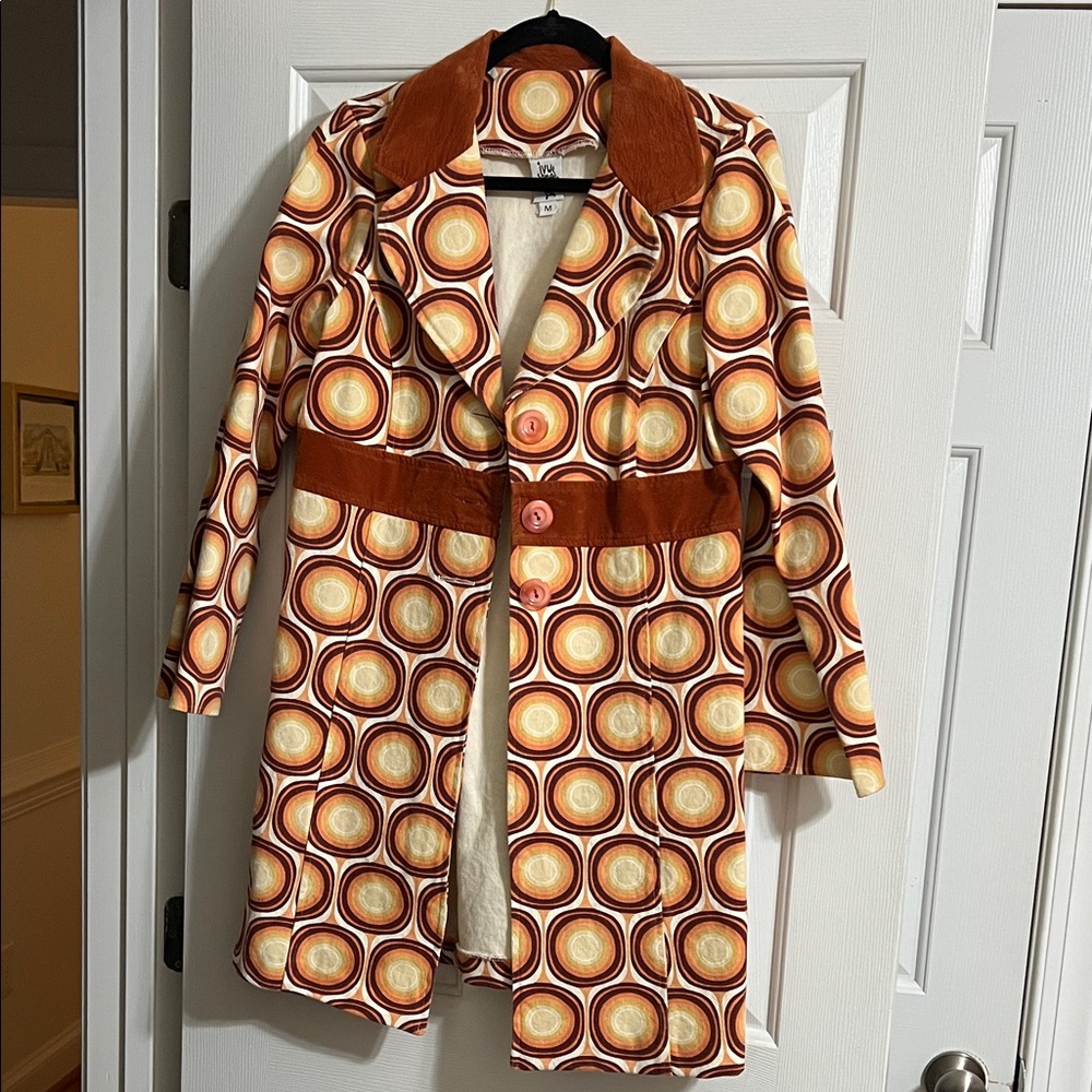 ivy jane Orange & Cream Retro Circle Print Trench Coat